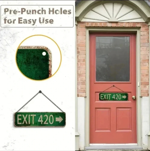 Metal Tin Sign (4''x16''/10cm*40cm) EXIT 420..NWT - Picture 2 of 4